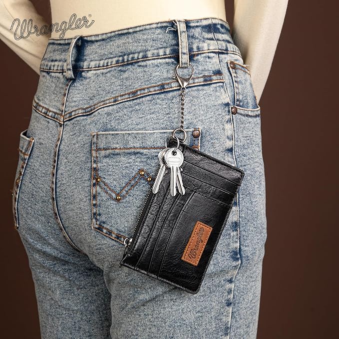 Montana West X Wrangler Credit Card Holder RFID Credit Card Holders for Women Card Holder Keychain Small Wallet Women Wristlet