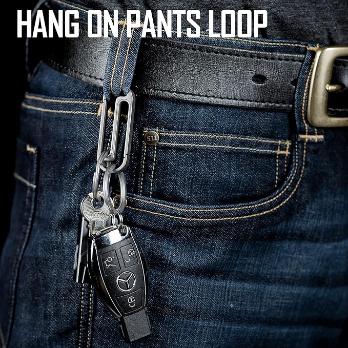 KeyUnity Titanium Key Holder Belt Clip, Double Side Carabiner Keychain For Men