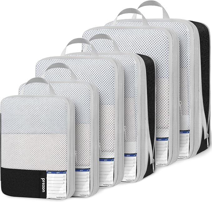 Compression Packing Cubes for Travel, Lightweight Vacation Travel Essentials, Travel Accessories for Suitcase Organizer Bags Set, Durable Luggage Organizer