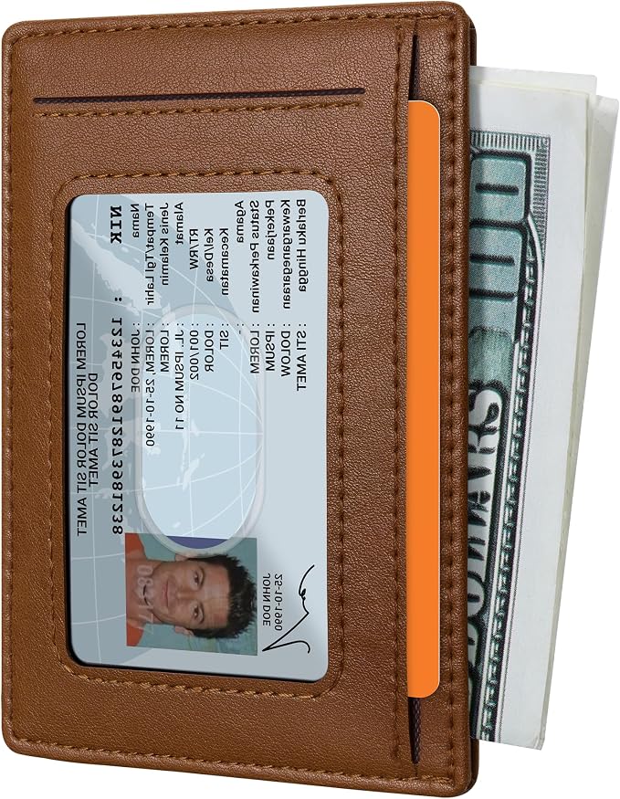 Travelambo Slim Minimalist Wallet for Men, RFID Blocking Credit Card Holder, Front Pocket ID Card Case, Gifts for Men, Husband, Boyfriend, Teenage