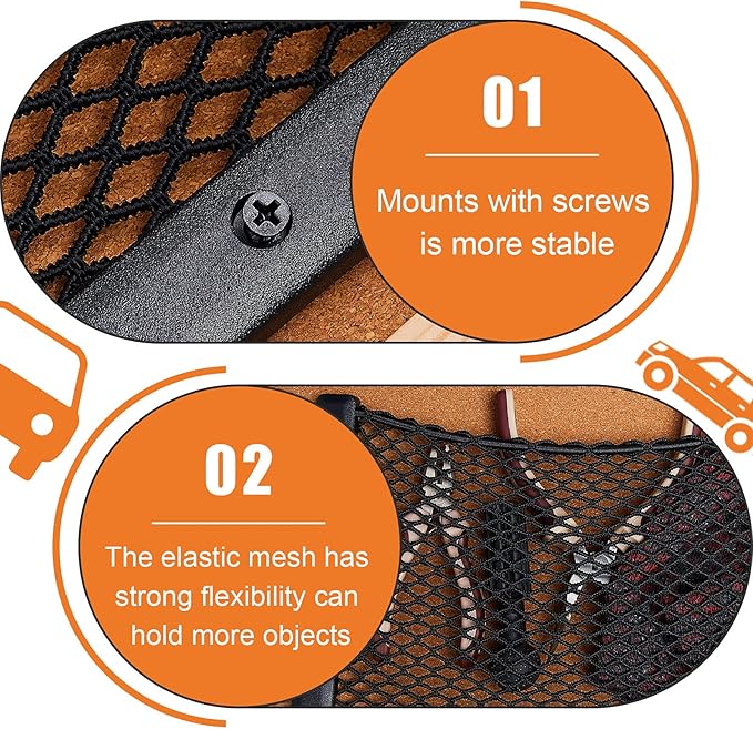 Frienda 4 Pcs Car Storage Net Bag, ABS Plastic Framed Mesh Net Holder, Phone & Cargo Organizer with Screws for Auto, Rv, Boat, Truck Pocket Storage (12 x 8 Inch)