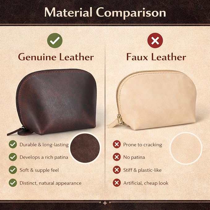 Genuine Leather Toiletry Bag for Men & Women, Leather Makeup Bag, Travel Dopp Kit Organizer with YKK Zipper, Handmade Cosmetics Case for Toiletries & Makeup (9 x 6 x 4 Inch)