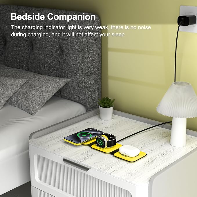3 in 1 Charging Station for Multple Devices,Foldable 3 in 1 Wireless Charger for Travel,Nano Wireless Charging Station for iPhone16 15 14 13 12 Pro Max/Watch 10 9 8 7 6 5 4 3 Ultra/AirPod Pro