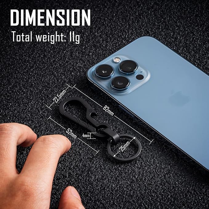 KeyUnity KM01 Titanium EDC Keychain Clip with Bottle Opener, Quick Release Carabiner Key Ring Holder for Men