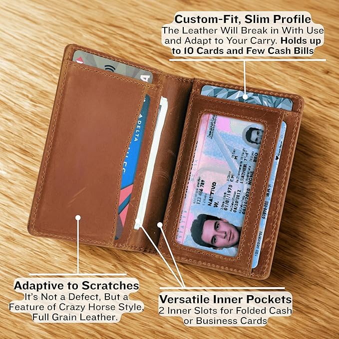 RFID Blocking Slim Wallet for Men | Thin Bifold Credit Card Holder Wallet | Mens Wallet Slim Business Card Case | Minimalist Front Pocket wallet with Gift Box