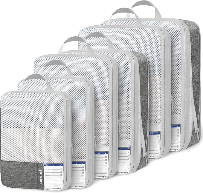 Compression Packing Cubes for Travel, Lightweight Vacation Travel Essentials, Travel Accessories for Suitcase Organizer Bags Set, Durable Luggage Organizer