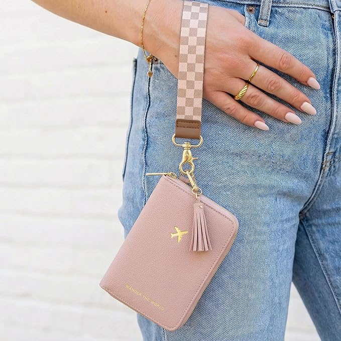 Beautiful Passport Holder for Travel with Wristlet Strap - All-in-One Wallet for Women with Card Slots and Tassel Keychain - Perfect RFID Blocking Case to Keep Your Travel Documents Organized & Safe
