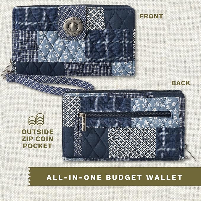 Bella Taylor Cash System Wallet for Envelope Budgeting - RFID Protected - Cash Stuffing Wallet with Detachable Wristlet