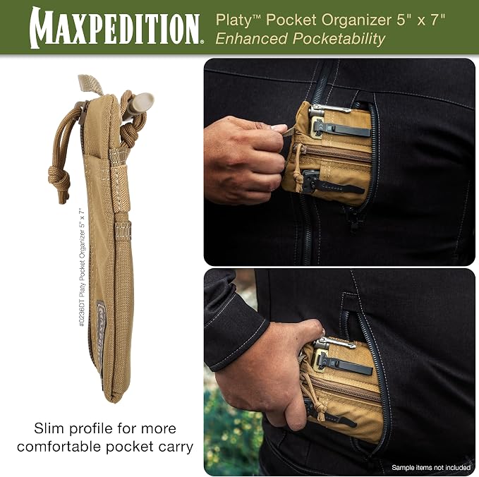 MAXPEDITION Platy Pocket Organizer, Durable EDC Tool Pouch for Men, Neck Wallet with Paracord Lanyard, Holds Flashlight, Multitool, Pen, Notebook