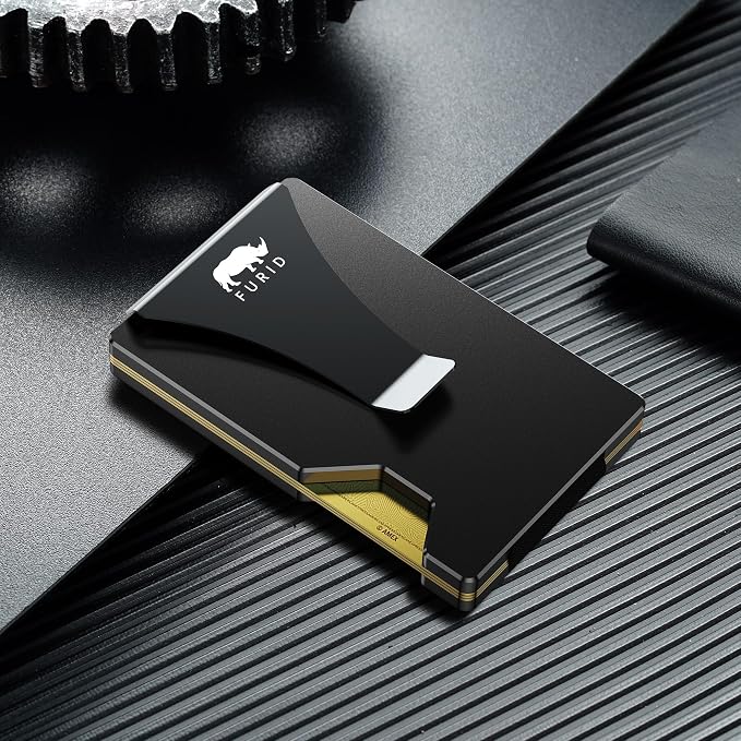 furid Minimalist Card Wallet for Men Slim: Rfid Metal Wallet with Money Clip Credit Card Holder - Gift for Man Husband at Brithday Stocking Stuffers