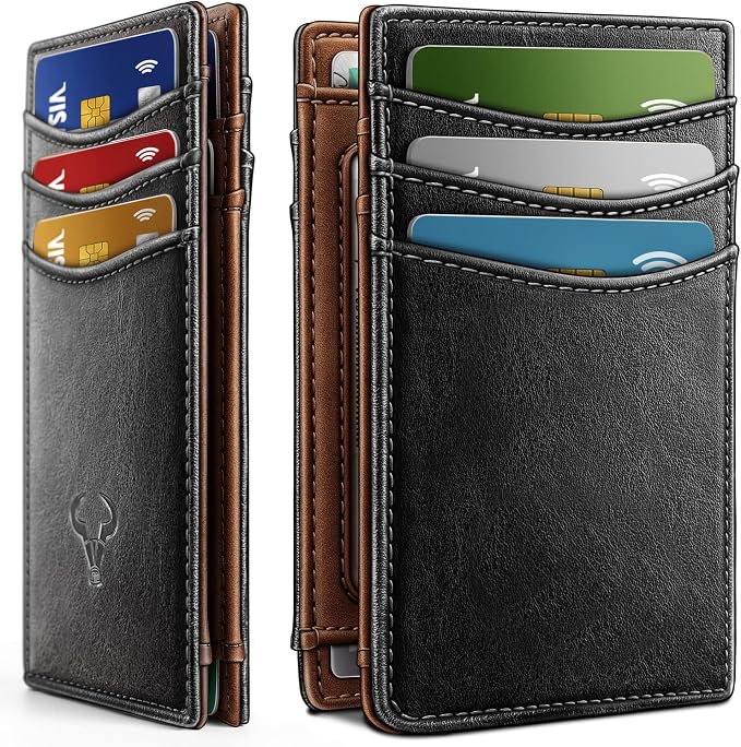 BULLIANT Slim Wallet For Men 12Cards,Magnetic Flip Build-in Money Clip Airtag Compatible-RFID Blocking