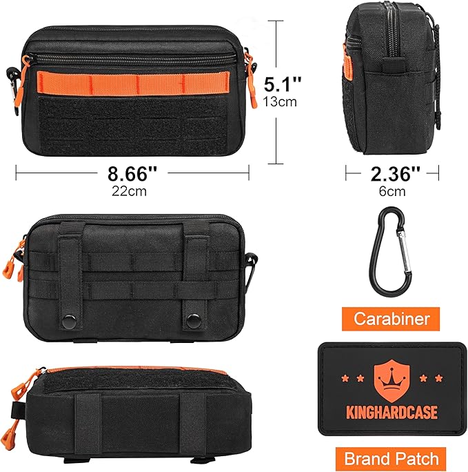 Tactical Molle Admin Pouch, EDC Tool Pouch Bag Horizontal Modular Pouches Made of 1000D Nylon and PU Coating