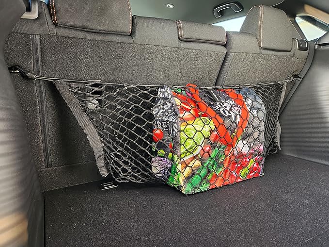 Back Seat Style Automotive Elastic Trunk Mesh Cargo Net for Honda HRV LX Sport EX-L 2023-2026 - Premium Trunk Organizer and Storage - Luggage Net for Crossover - Best Car Organizer for Honda HRV