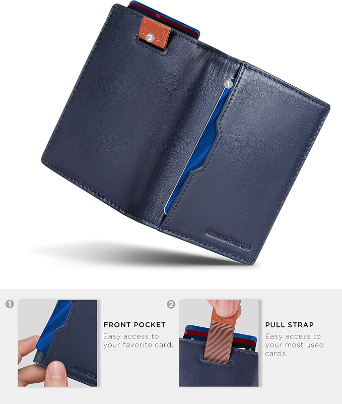 SERMAN BRANDS - Wallets for Men Slim Mens leather RFID Blocking Minimalist Card Front Pocket Bifold Travel Thin