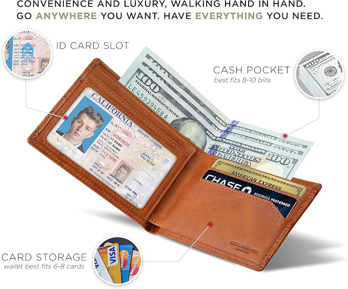 SERMAN BRANDS Mens Slim Bifold Wallet RFID Blocking Minimalist Front Pocket Wallets for Men - Thin & Stylish