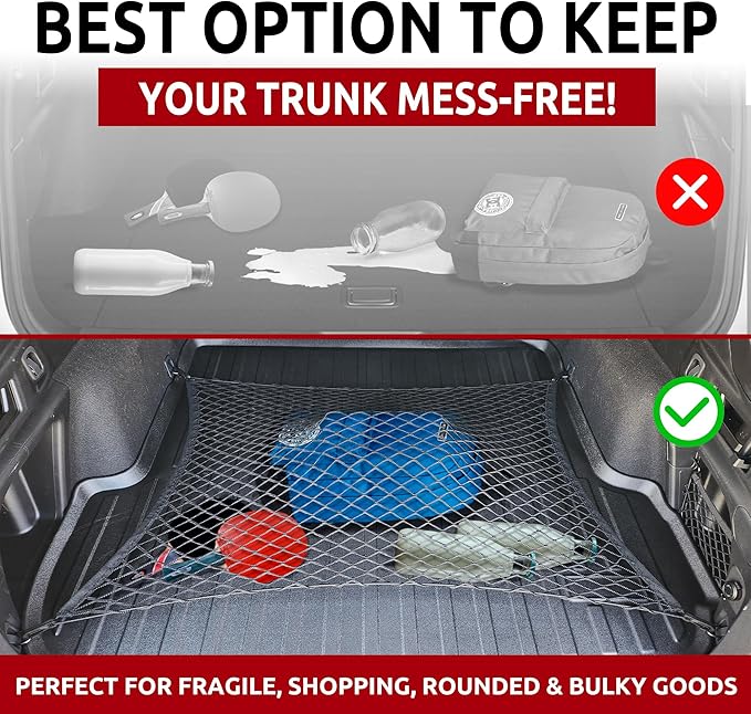 Floor Style Automotive Elastic Trunk Mesh Cargo Net for Subaru Outback 2020-2025 - Premium Trunk Organizers and Storage - Luggage Net for SUV - Best Car Organizer for Subaru Outback