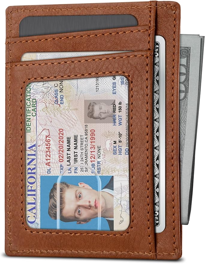 SERMAN BRANDS RFID Blocking Slim Minimalist Mens Front Pocket Wallet. Thin Card Holder. Full Grain Leather Wallets for Men