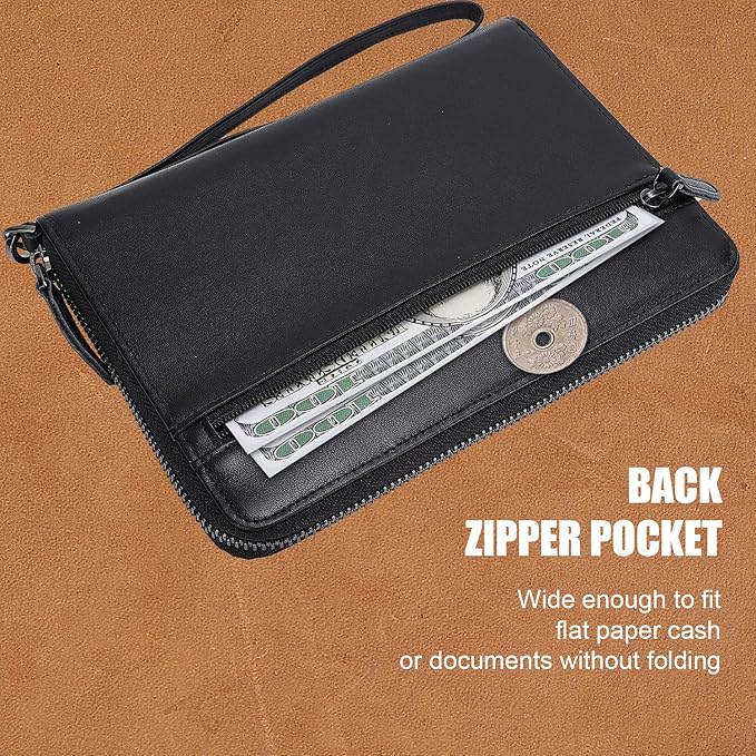STAR VISTA Lorenzo Full Grain Leather Family Passport Wallet for 4, Large Travel Document Organizer for Exquisite Voyagers, Multi-Currency Compartments, RFID Blocking, AirTag Track, Black