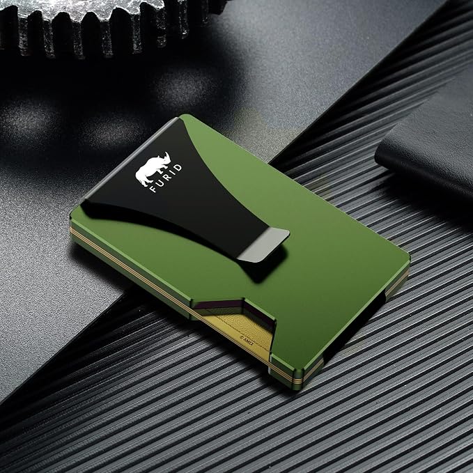 furid Minimalist Card Wallet for Men Slim: Rfid Metal Wallet with Money Clip Credit Card Holder - Gift for Man Husband at Brithday Stocking Stuffers