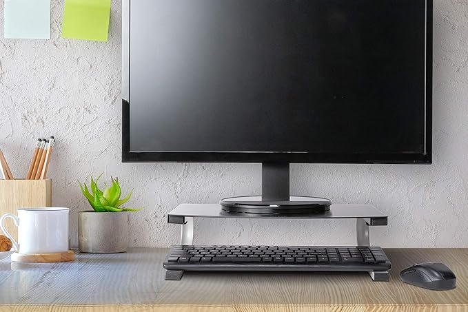 Allsop Redmond Monitor Stand, Holds 40 lbs with Keyboard Storage Space - Black (29248)