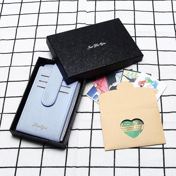 Badiya Slim Women Wallet RFID Blocking Bifold Compact 9 Card Slots Holder Wallets Soft Leather with Zipper Coin Pocket 2 ID Window
