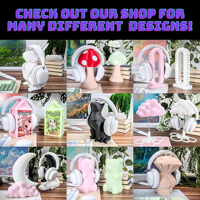 Gummy Bear Headphone Stand Hanger - Cute Headset Holder - Kawaii Desk Accessories - Compatible with Most Headphones (Pastel Pink)