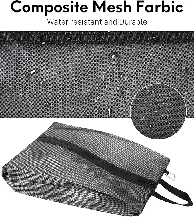 2 Pack Shoe Bags for Travel, Sneaker Bags, Waterproof Travel Shoe Bags with Zipper for Packing, Golf Shoe Dust Bags for Man and Women, Large, Black