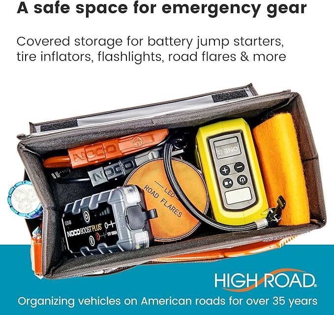 High Road Carganizer Car Storage Bin with Lid - Multipurpose Storage Box for Car for the Back Seat, Front Seat or Trunk - Univeral Car Organizer Fits All Vehicles