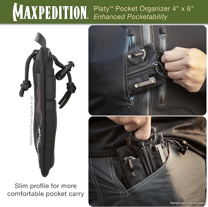 MAXPEDITION Platy Pocket Organizer, Durable EDC Tool Pouch for Men, Neck Wallet with Paracord Lanyard, Holds Flashlight, Multitool, Pen, Notebook