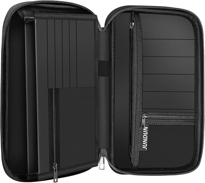 JUNDUN Family Passport Holder,Upgraded Material Fireproof Travel Passport Wallet with 2 Pockets,Travel Document Organizer Case for Passport,Card and Money