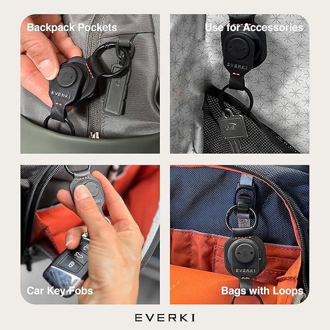 EVERKI Quick-Release Leather Keychain – Magnetic One-Hand Detachable Keychain, Secure Quick-Release Key Ring for Backpacks – Compact & Lightweight Design, Ideal Gift for Business Commuters & Travelers