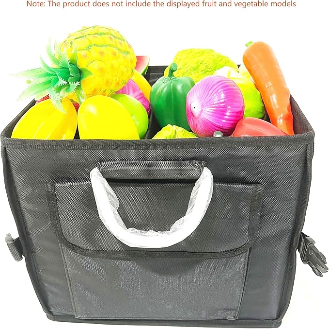 Small Trunk Organizer With Lid, For SUV Car Truck, Black 28L, Foldable Waterproof Oxford Fabric, 2-Compartments With Aluminium Alloy Handle