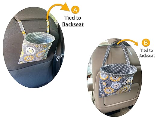 Car Trash Bag Hanging Front Seat Back Seat Headrest Console - Car Trash Bin with Reusable Waterproof Liner and Disposable Bags - Car Waste Basket (Small Purple)