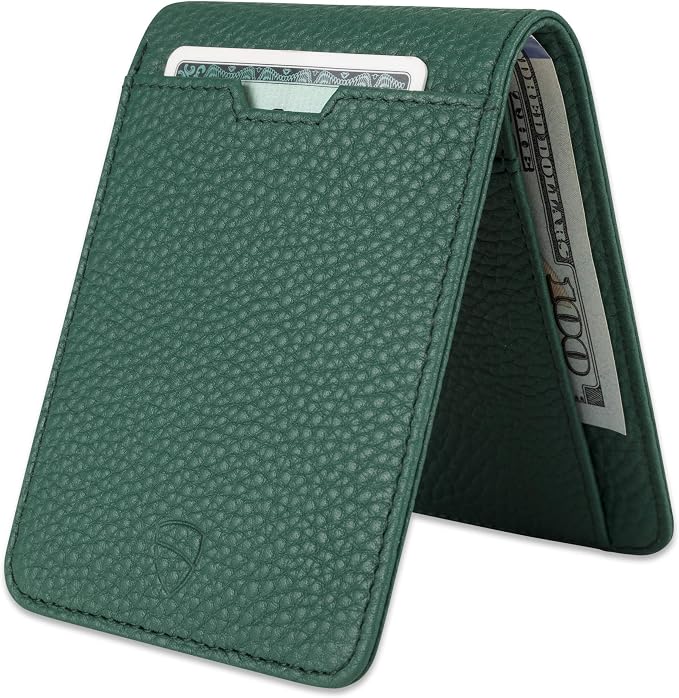 Vaultskin MANHATTAN Slim RFID Blocking Bifold Leather Wallet for Men - Men’s Leather Wallet, Front Pocket Minimalist Card Holder, Holds 9 Cards and Cash, Premium Italian Leather