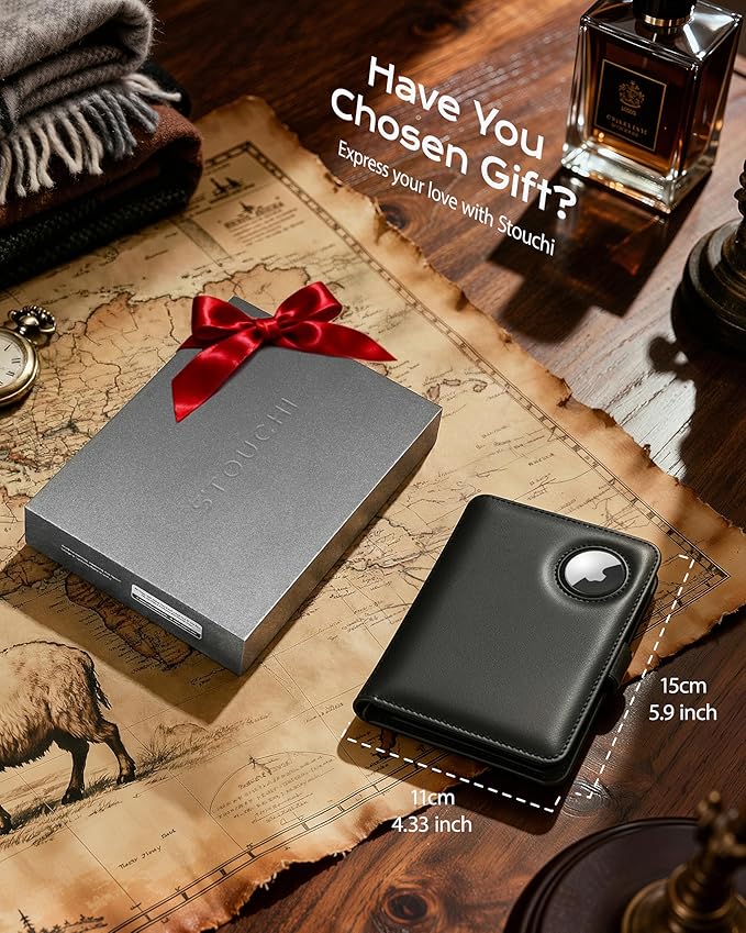 Stouchi AirTag Passport Holder, Passport Holder for Travel Men with Detachable Magnetic Card Case, RFID-blocking, 1-Second Pull Strap & One-Hand Access, Premium Vegan Leather Travel Document Organizer