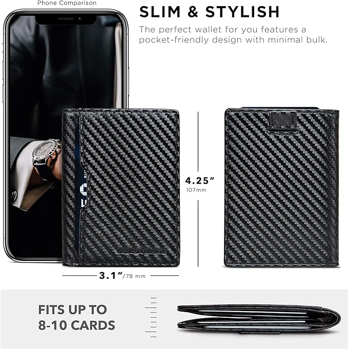 SERMAN BRANDS - Wallets for Men Slim Mens leather RFID Blocking Minimalist Card Front Pocket Bifold Travel Thin