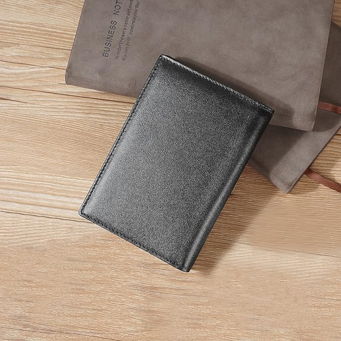 Polare Functional RFID Blocking Leather Passport Holder Travel Bifold Wallet For Men