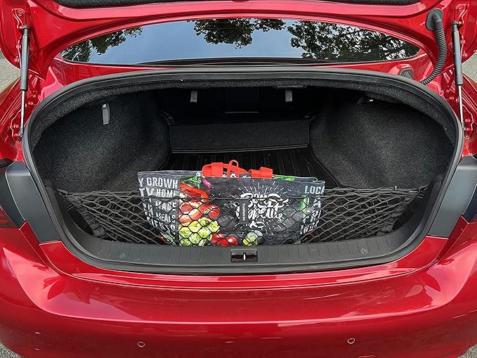Envelope Style Elastic Trunk Mesh Cargo Net for Infiniti Q50 Luxe, Sensory 2014-2025 - Premium Trunk Organizers and Storage - Luggage Net for Sedan - Best Car Organizer for Infiniti Q 50 Hybrid