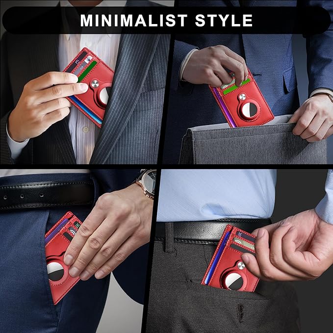 Hawanik Slim Minimalist Front Pocket Air Tag Wallet, RFID Blocking Card Holder Wallet with Airtag Holder