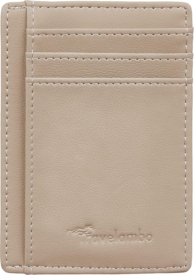 Travelambo Front Pocket Minimalist Leather Slim Wallet RFID Blocking Medium Size