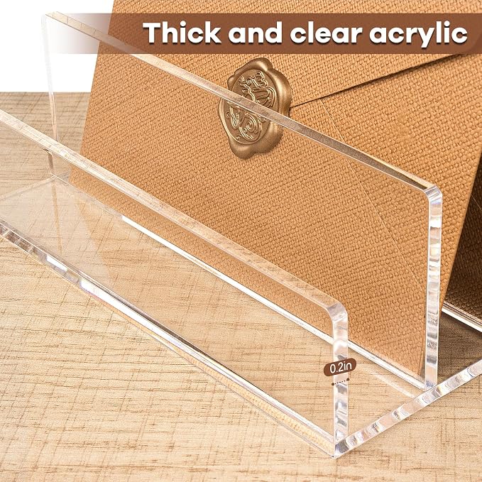 Acrylic Mail Organizer File Sorters for Desk,2-Section Laddered Desktop Vertical Letter Holder,Desk Organizer Workspace Organizer