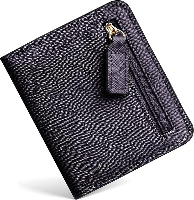 Toughergun Women’s Small Slim Leather Wallet with RFID Protection, Compact Bifold Mini Purse with Clear ID Window