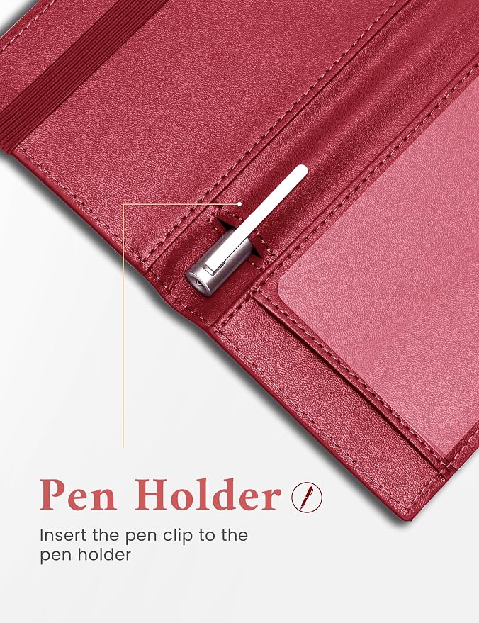 Zreal Checkbook Cover for Women, Premium Vegan Leather Checkbook Holder for Top & Side Tear Duplicate Checks with RFID Blocking (Dark Red)
