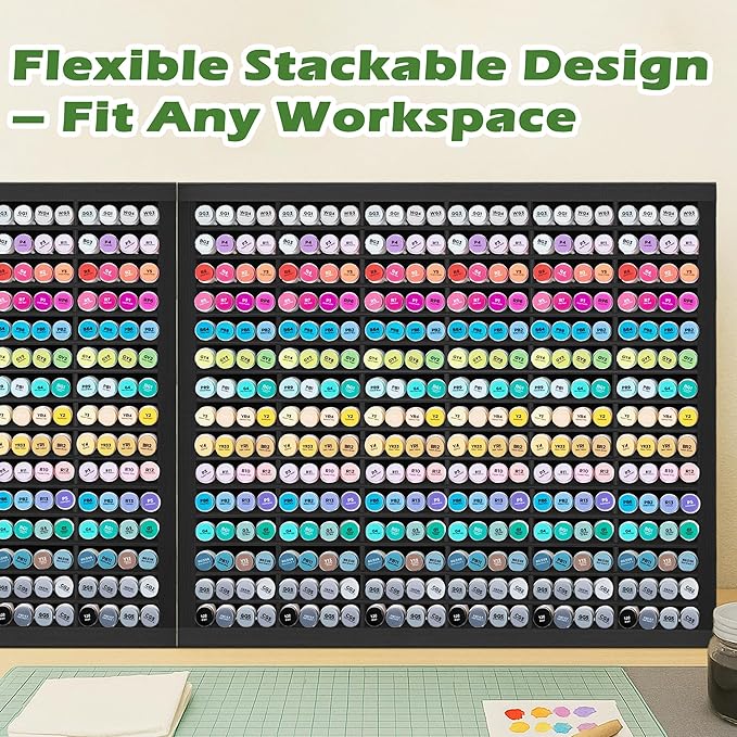 PROLEE Markers Organizer with 90 Compartments for 360 Marker Storage Art Pens Storage Rack,Watercolor Brushes Pens Alcohol Marker Holder for Desk Organizer