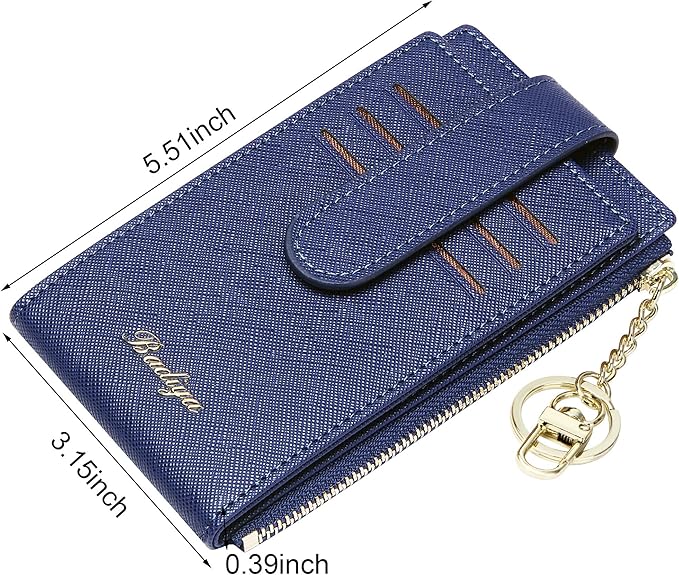 Badiya Slim Women Wallet RFID Blocking Bifold Compact 9 Card Slots Holder Wallets Soft Leather with Zipper Coin Pocket 2 ID Window