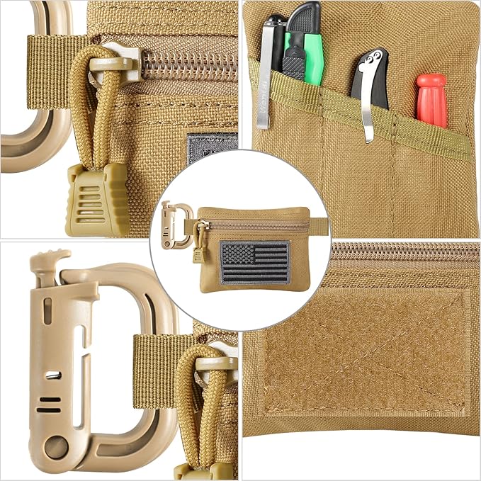 FRTKK 2 Pack Tactical Compact EDC Pouches Military Molle Utility Pouch Accessories Organizer Pouch Coin Purse Keychain Pocket Credit Card Holder Waist Pack