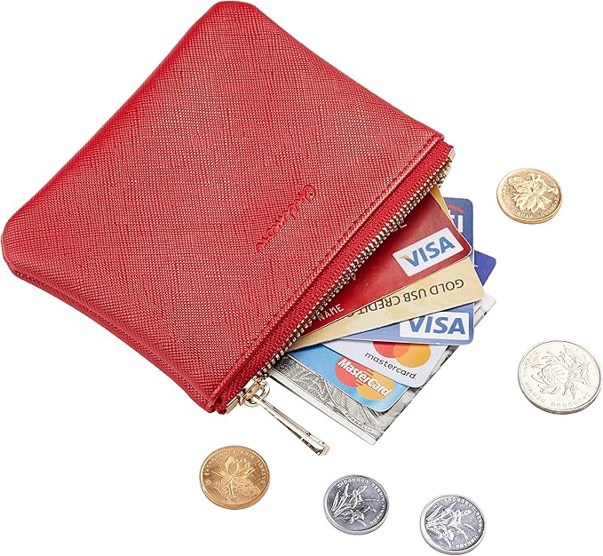 Chelmon Vegan Leather Coin Purse Pouch Change Purse With Zipper For Men Women