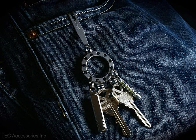 TEC Accessories - P-7 Suspension Clip - Stainless Spring Steel, Black Diamond Finish - Everyday Carry - Keychain Accessory