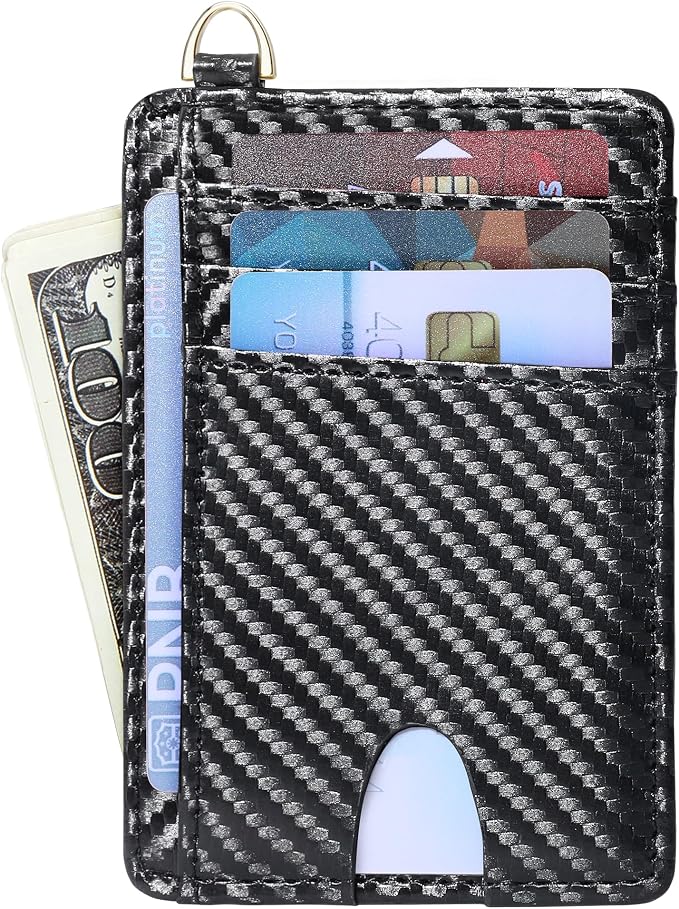 Badiya Credit Card Holder Slim Minimalist Wallet, Front Pocket Purse RFID Blocking Wallet Compact Card Case with ID Window for Women & Men