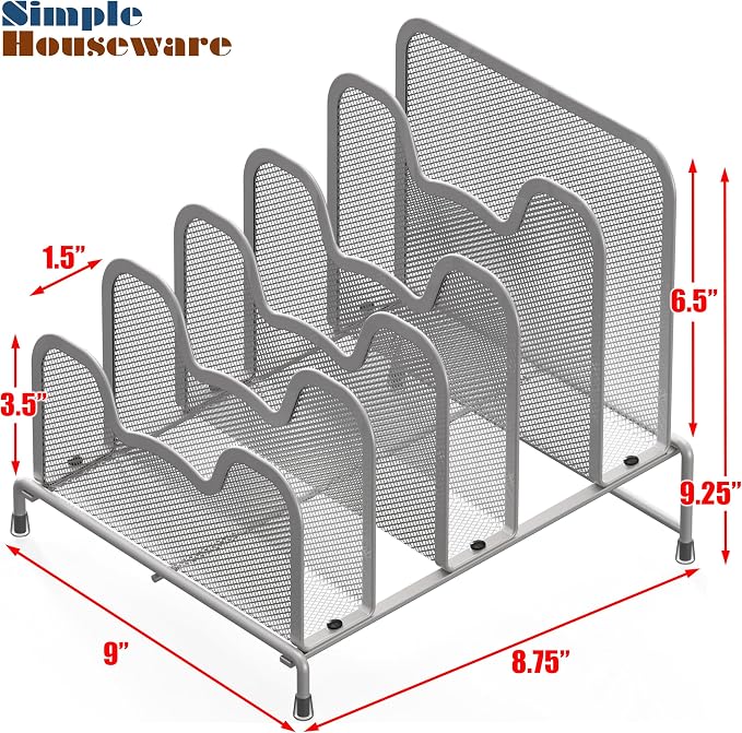 Simple Houseware Desk 5 Sections Step File Sorter Organizer, Silver